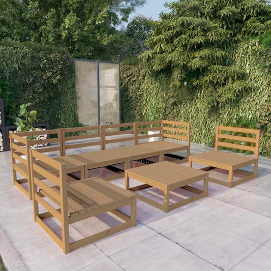 7-delige Loungeset massief grenenhout honingbruin is nu te koop bij PeponiXL, paradijselijk wonen!