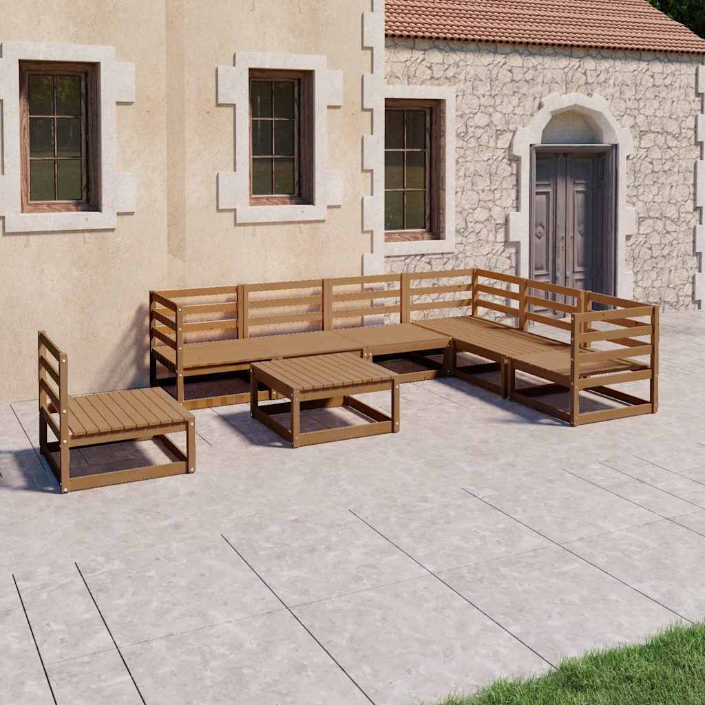 8-delige Loungeset massief grenenhout honingbruin is nu te koop bij PeponiXL, paradijselijk wonen!