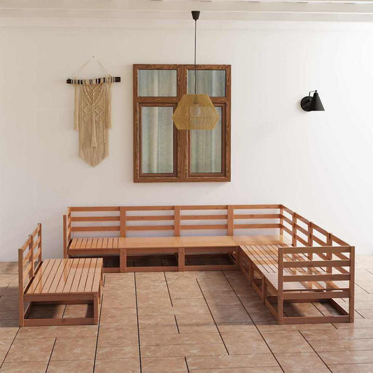 9-delige Loungeset massief grenenhout honingbruin is nu te koop bij PeponiXL, paradijselijk wonen!