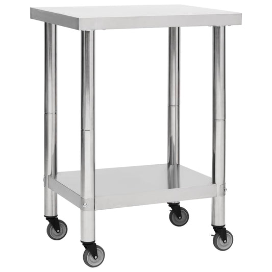 Keukenwerktafel met wielen 60x30x85 cm roestvrij staal is nu te koop bij PeponiXL, paradijselijk wonen!