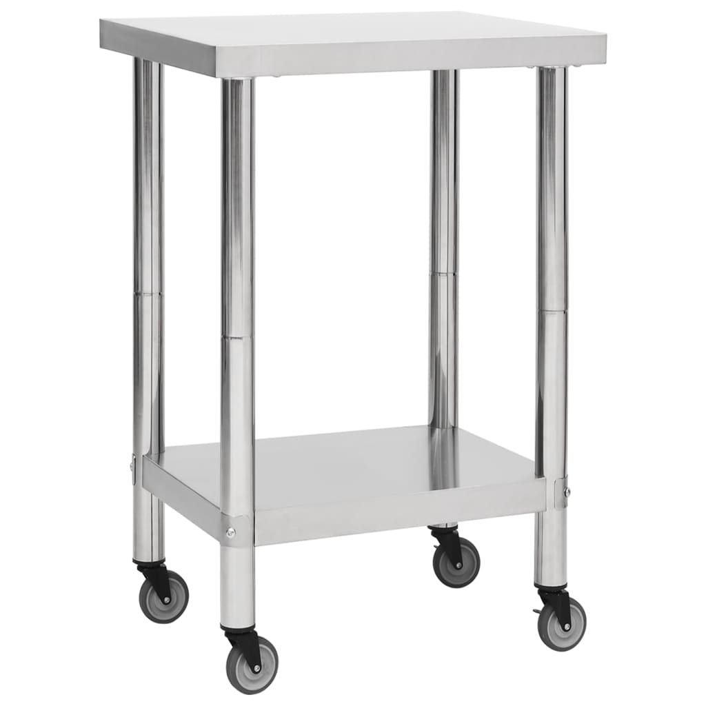 Keukenwerktafel met wielen 60x60x85 cm roestvrij staal is nu te koop bij PeponiXL, paradijselijk wonen!