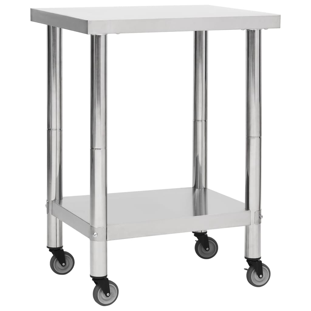 Keukenwerktafel met wielen 80x45x85 cm roestvrij staal is nu te koop bij PeponiXL, paradijselijk wonen!