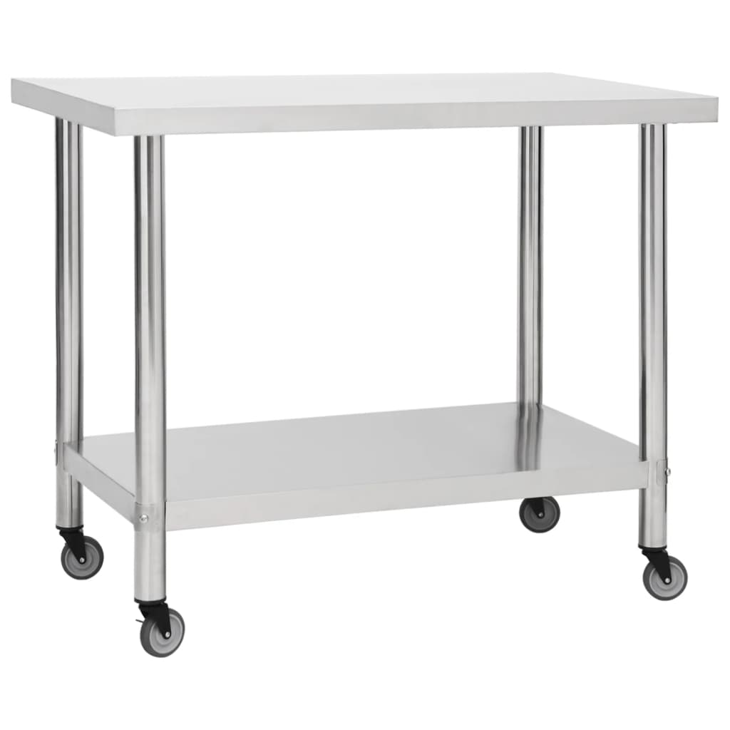 Keukenwerktafel met wielen 100x45x85 cm roestvrij staal is nu te koop bij PeponiXL, paradijselijk wonen!
