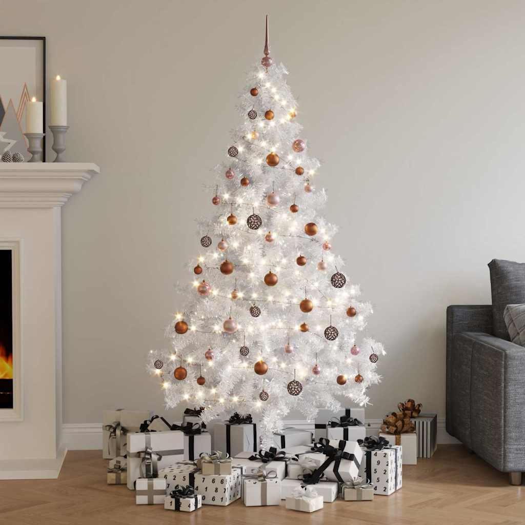 Kunstkerstboom met verlichting en kerstballen half 180 cm wit is nu te koop bij PeponiXL, paradijselijk wonen!