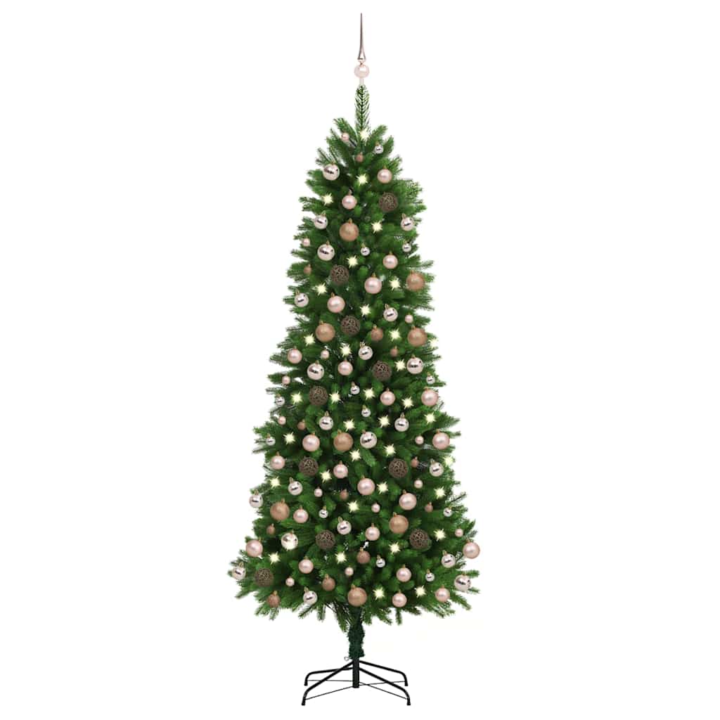 vidaXL Kunstkerstboom met verlichting en kerstballen 240 cm groen