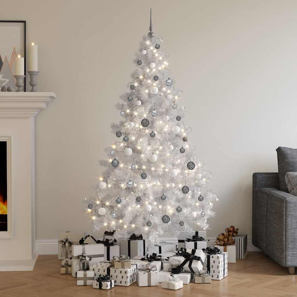 Kunstkerstboom met verlichting en kerstballen half 180 cm wit is nu te koop bij PeponiXL, paradijselijk wonen!