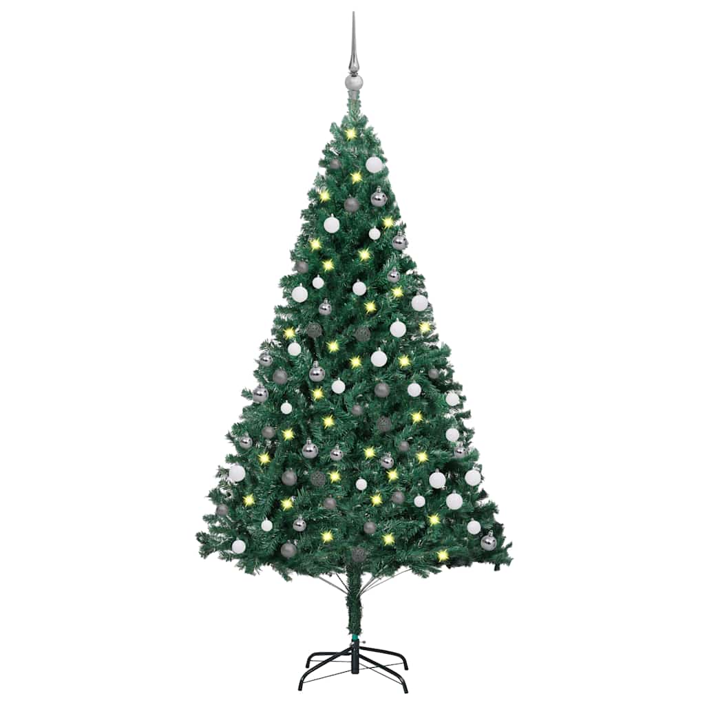 Kunstkerstboom met verlichting en kerstballen 120 cm PVC groen is nu te koop bij PeponiXL, paradijselijk wonen!