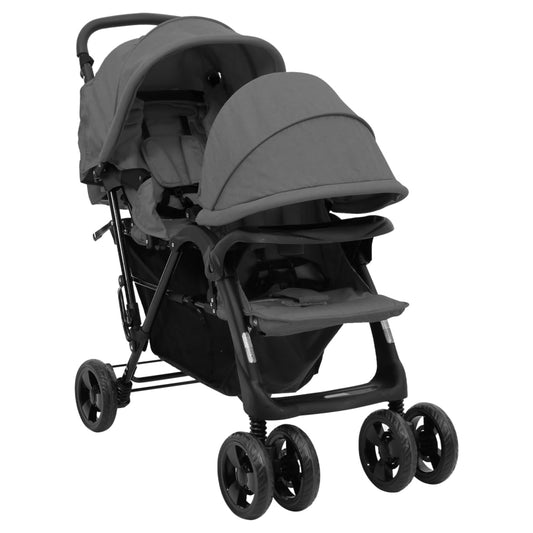 Tweelingkinderwagen tandem staal donkergrijs is nu te koop bij PeponiXL, paradijselijk wonen!