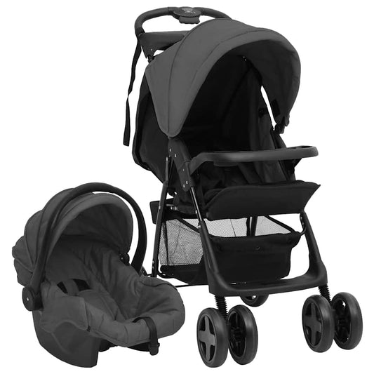 Kinderwagen 3-in-1 staal donkergrijs en zwart is nu te koop bij PeponiXL, paradijselijk wonen!
