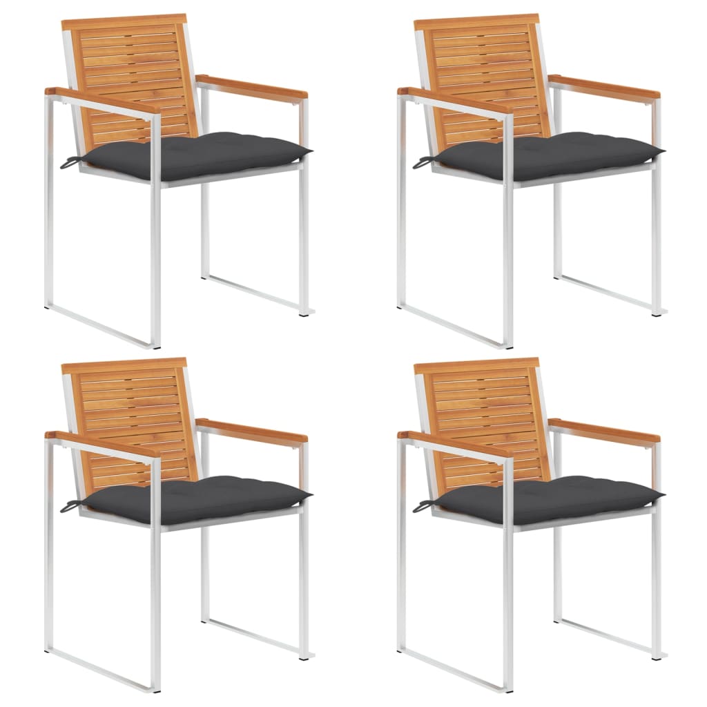 Tuinstoelen 4 st met kussens massief acaciahout is nu te koop bij PeponiXL, paradijselijk wonen!