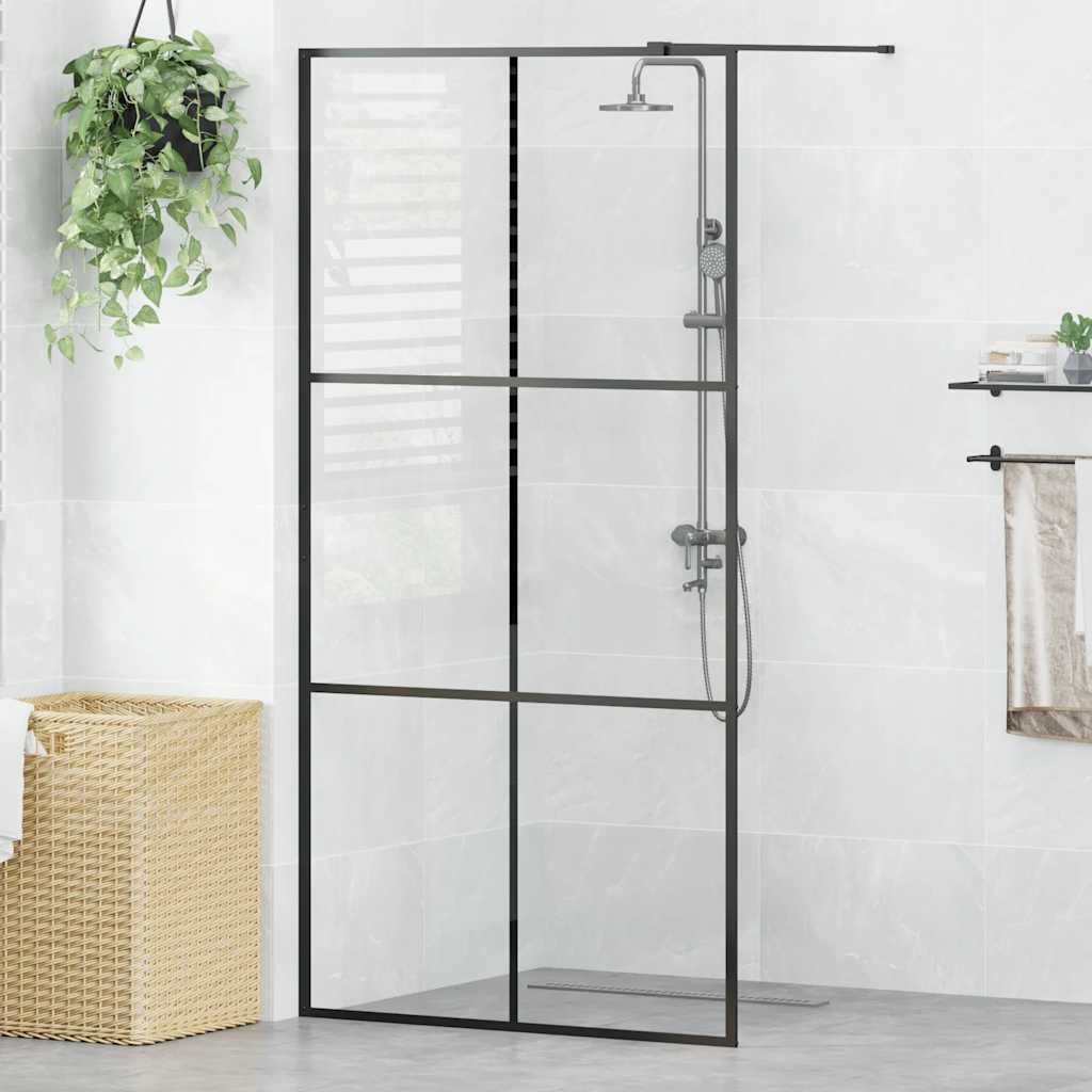 Inloopdouchewand 100x195 cm ESG-glas transparant en zwart is nu te koop bij PeponiXL, paradijselijk wonen!