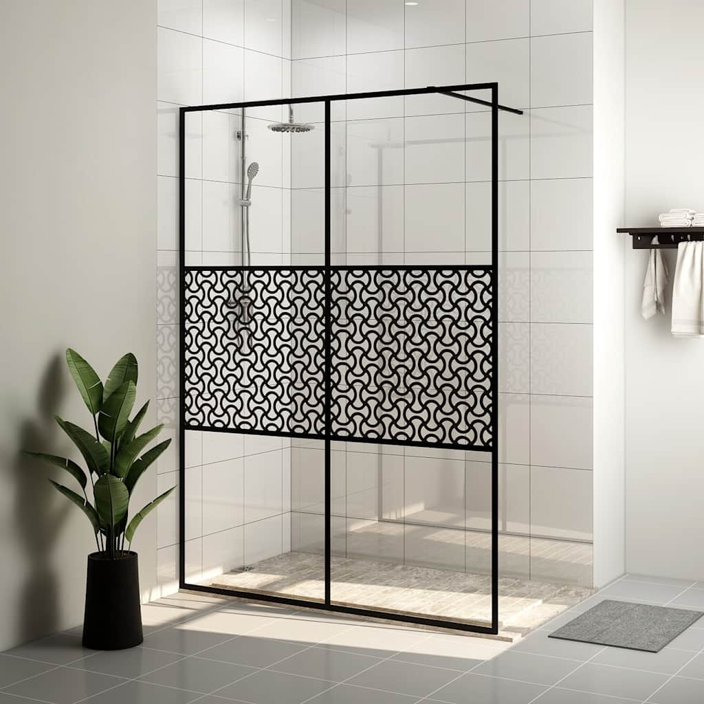 Inloopdouchewand 140x195 cm ESG-glas transparant en zwart is nu te koop bij PeponiXL, paradijselijk wonen!