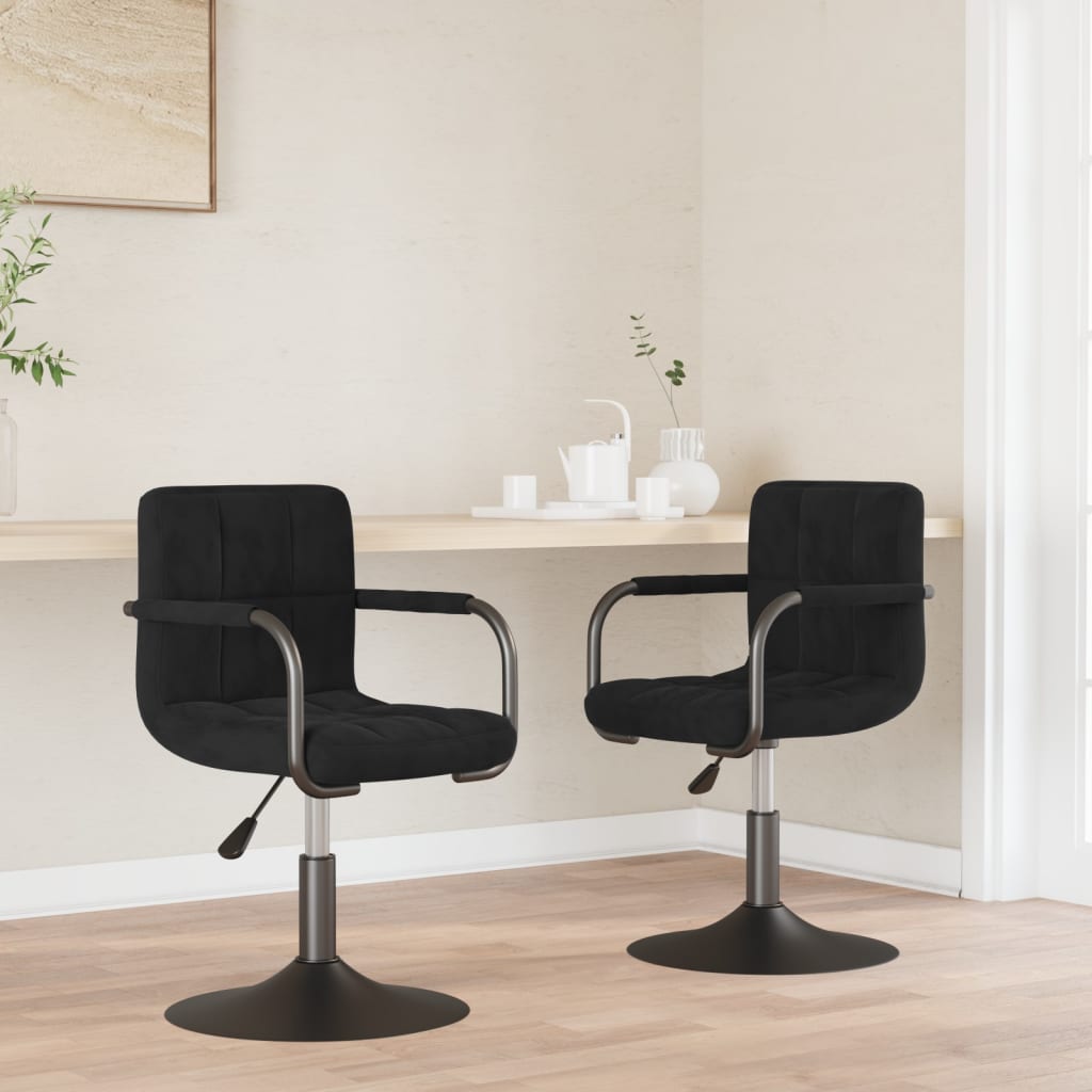 Eetkamerstoelen draaibaar 2 st fluweel zwart is nu te koop bij PeponiXL, paradijselijk wonen!