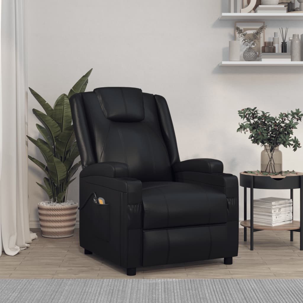 Massagestoel elektrisch kunstleer zwart is nu te koop bij PeponiXL, paradijselijk wonen!