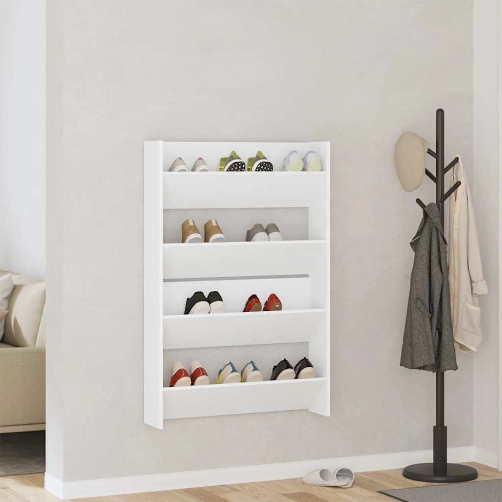 Wandschoenenkasten 2 st 80x18x60 cm spaanplaat wit is nu te koop bij PeponiXL, paradijselijk wonen!