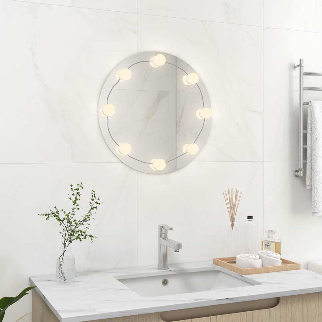 Wandspiegel met LED-lampen rond glas is nu te koop bij PeponiXL, paradijselijk wonen!