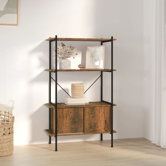 Opbergrek 4-laags met kast 80x40x130 cm staal en bewerkt hout is nu te koop bij PeponiXL, paradijselijk wonen!
