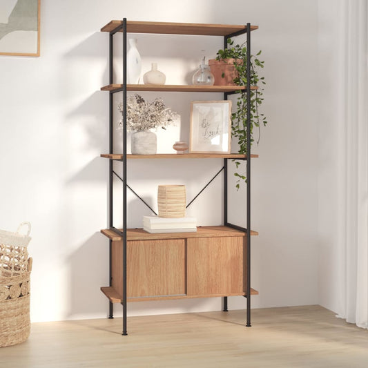 Opbergrek 5-laags met kast 80x40x163 cm staal en bewerkt hout is nu te koop bij PeponiXL, paradijselijk wonen!