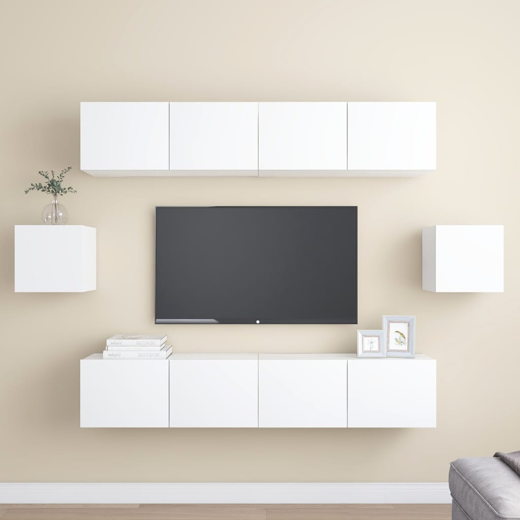 6-delige Tv-meubelset bewerkt hout wit is nu te koop bij PeponiXL, paradijselijk wonen!