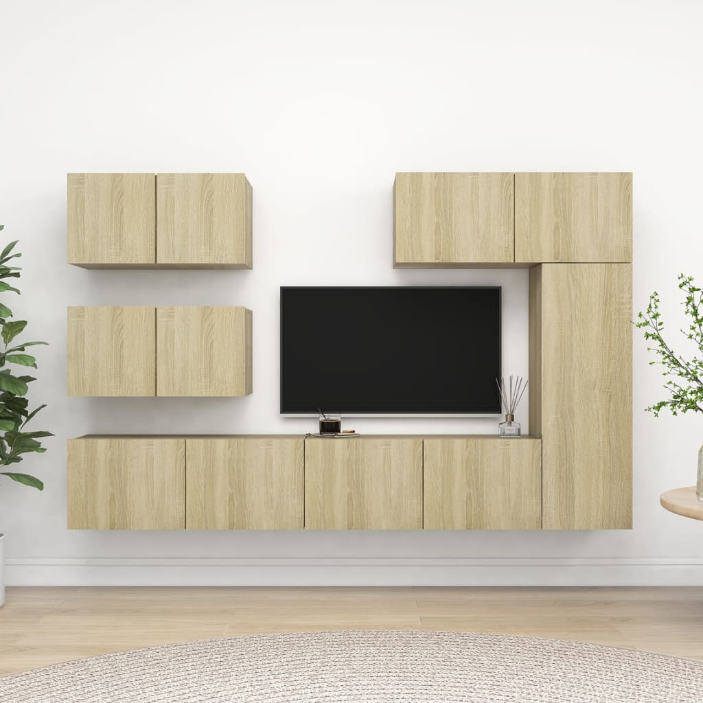 6-delige Tv-meubelset spaanplaat sonoma eikenkleurig is nu te koop bij PeponiXL, paradijselijk wonen!