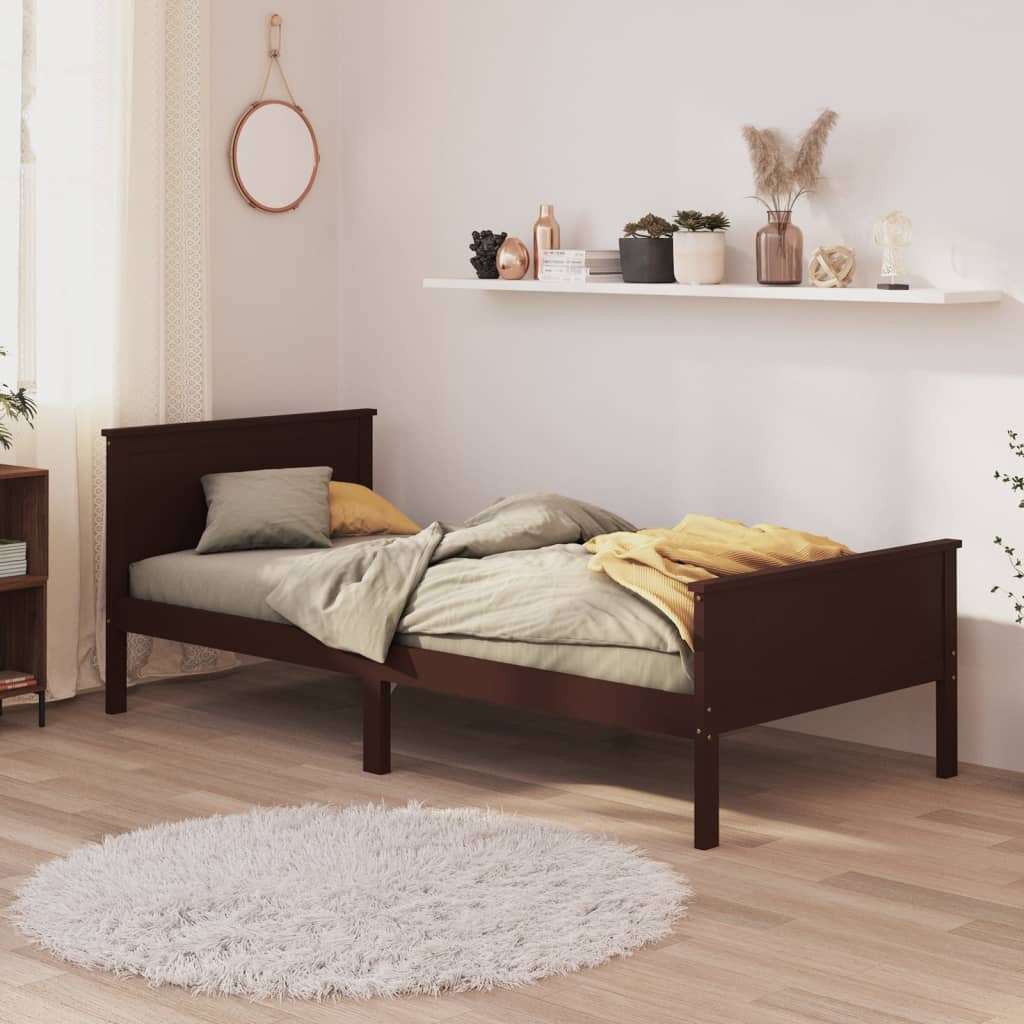 Bedframe massief grenenhout donkerbruin 100x200 cm is nu te koop bij PeponiXL, paradijselijk wonen!