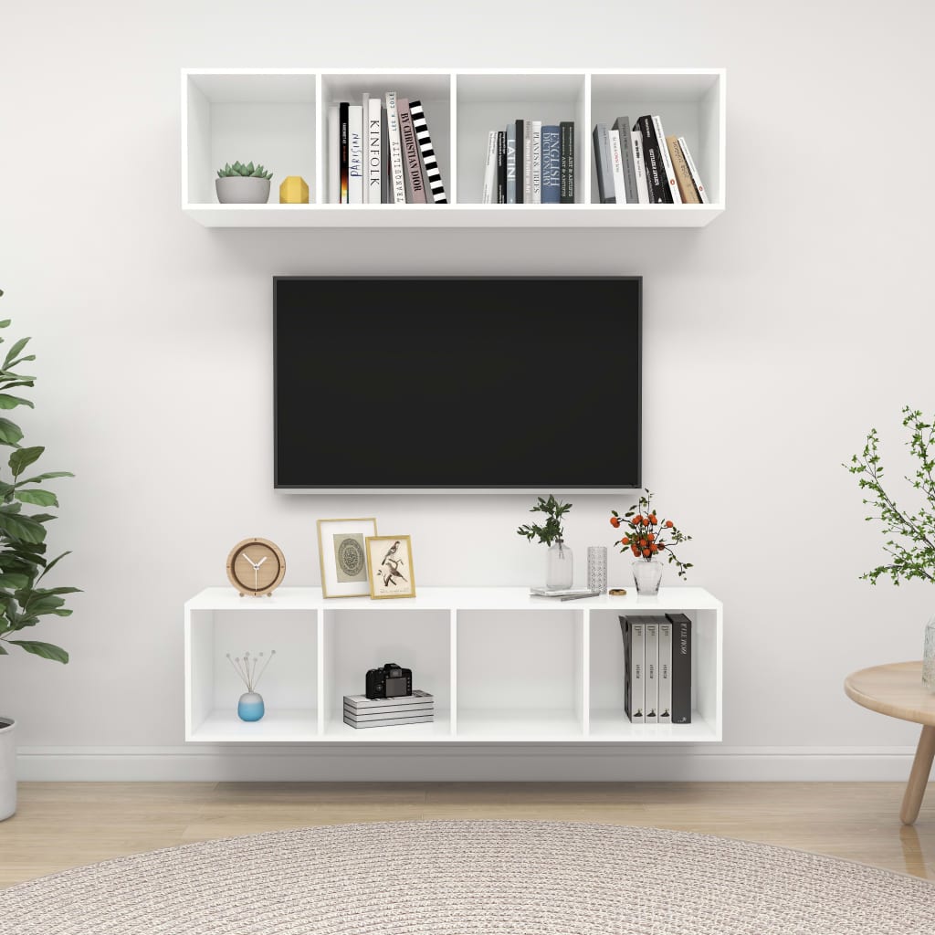 Tv-wandmeubelen 2 st spaanplaat wit is nu te koop bij PeponiXL, paradijselijk wonen!