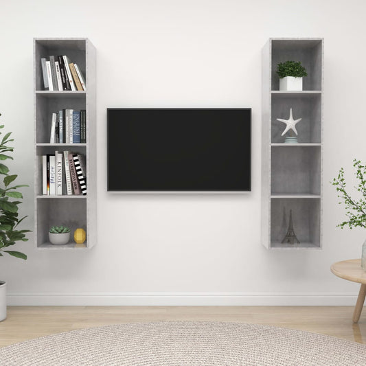Tv-wandmeubelen 2 st spaanplaat betongrijs is nu te koop bij PeponiXL, paradijselijk wonen!
