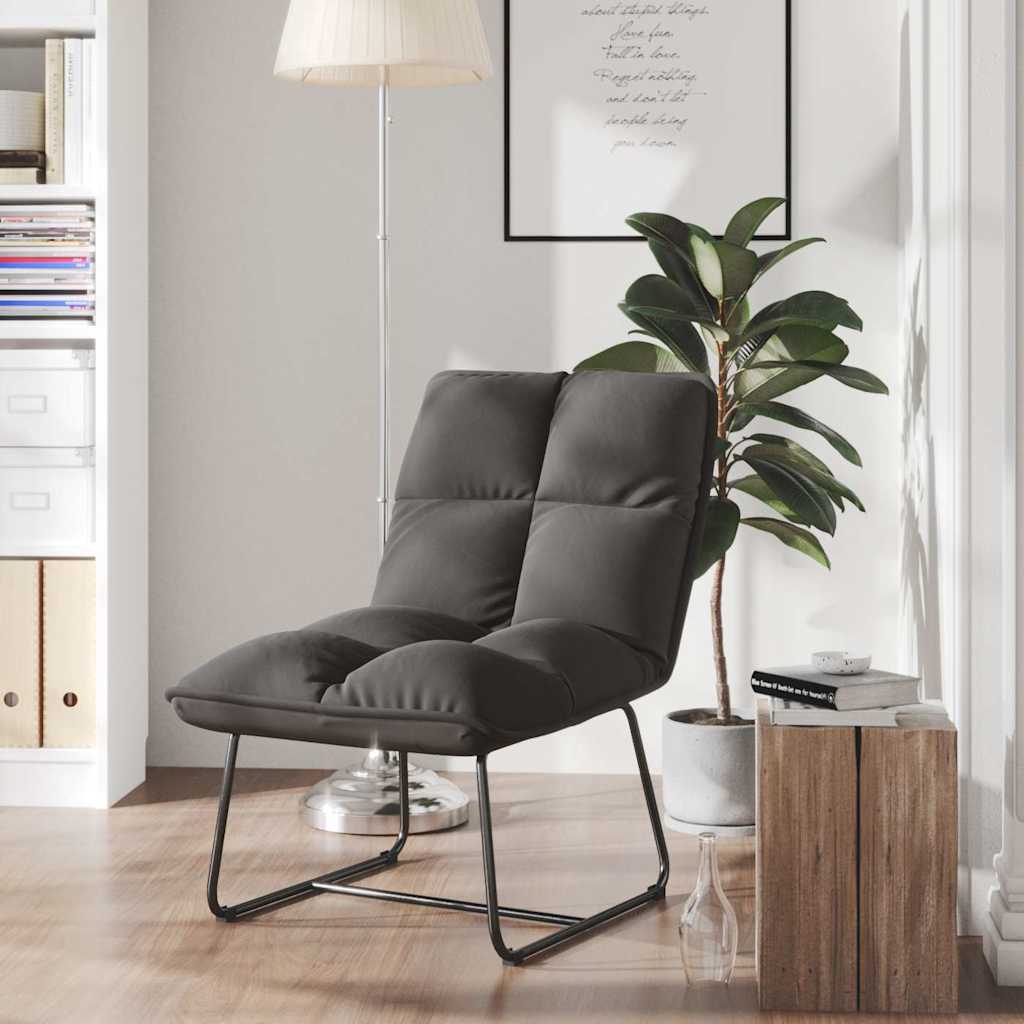 Loungestoel met metalen frame fluweel donkergrijs is nu te koop bij PeponiXL, paradijselijk wonen!