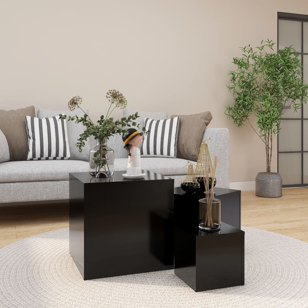 Bijzettafels 3 st bewerkt hout zwart is nu te koop bij PeponiXL, paradijselijk wonen!
