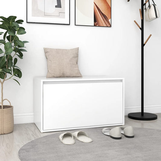 Halbankje 80x40x45 cm bewerkt hout wit is nu te koop bij PeponiXL, paradijselijk wonen!