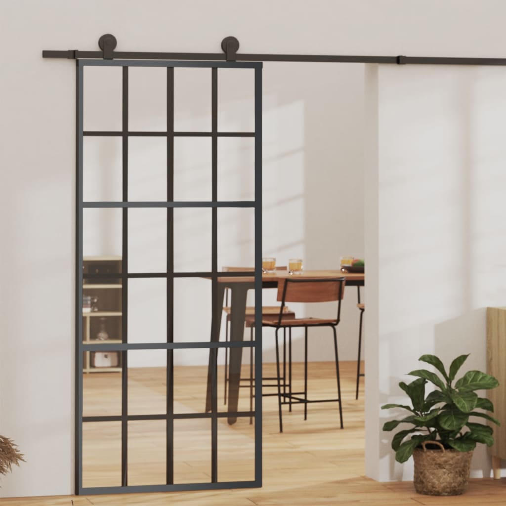 Schuifdeur met beslag 90x205 cm aluminium en ESG-glas is nu te koop bij PeponiXL, paradijselijk wonen!