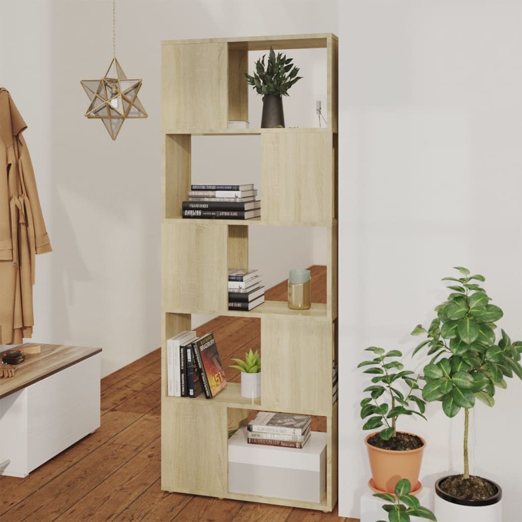 Boekenkast/kamerscherm 60x24x155 cm sonoma eikenkleurig is nu te koop bij PeponiXL, paradijselijk wonen!