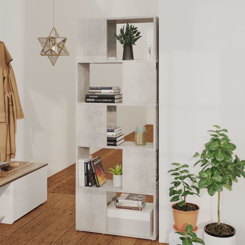 Boekenkast/kamerscherm 60x24x155 cm betongrijs is nu te koop bij PeponiXL, paradijselijk wonen!