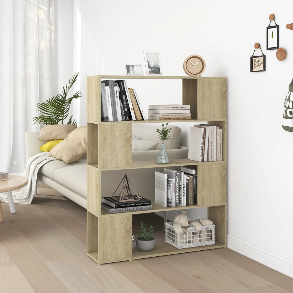 Boekenkast/kamerscherm 100x24x124 cm sonoma eikenkleurig is nu te koop bij PeponiXL, paradijselijk wonen!