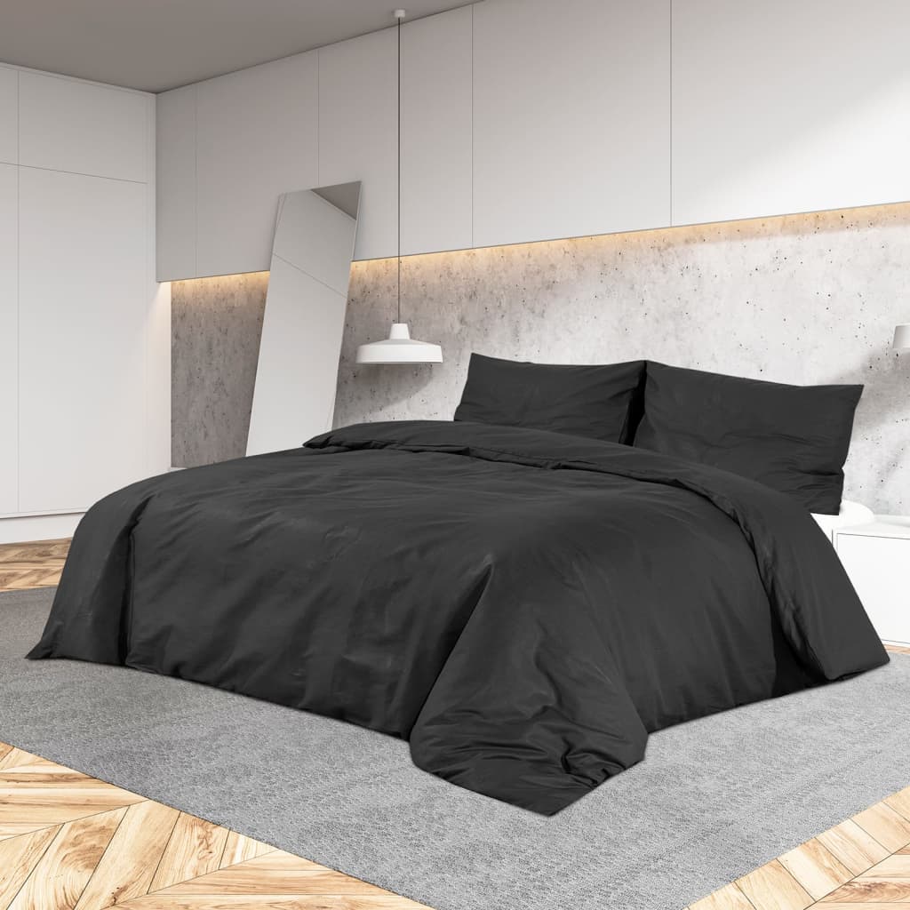 Dekbedovertrekset lichtgewicht 155x220 cm microvezel zwart is nu te koop bij PeponiXL, paradijselijk wonen!