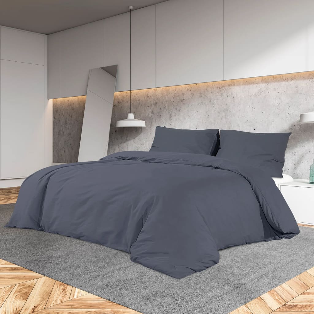 Dekbedovertrekset 260x240 cm katoen antracietkleurig is nu te koop bij PeponiXL, paradijselijk wonen!