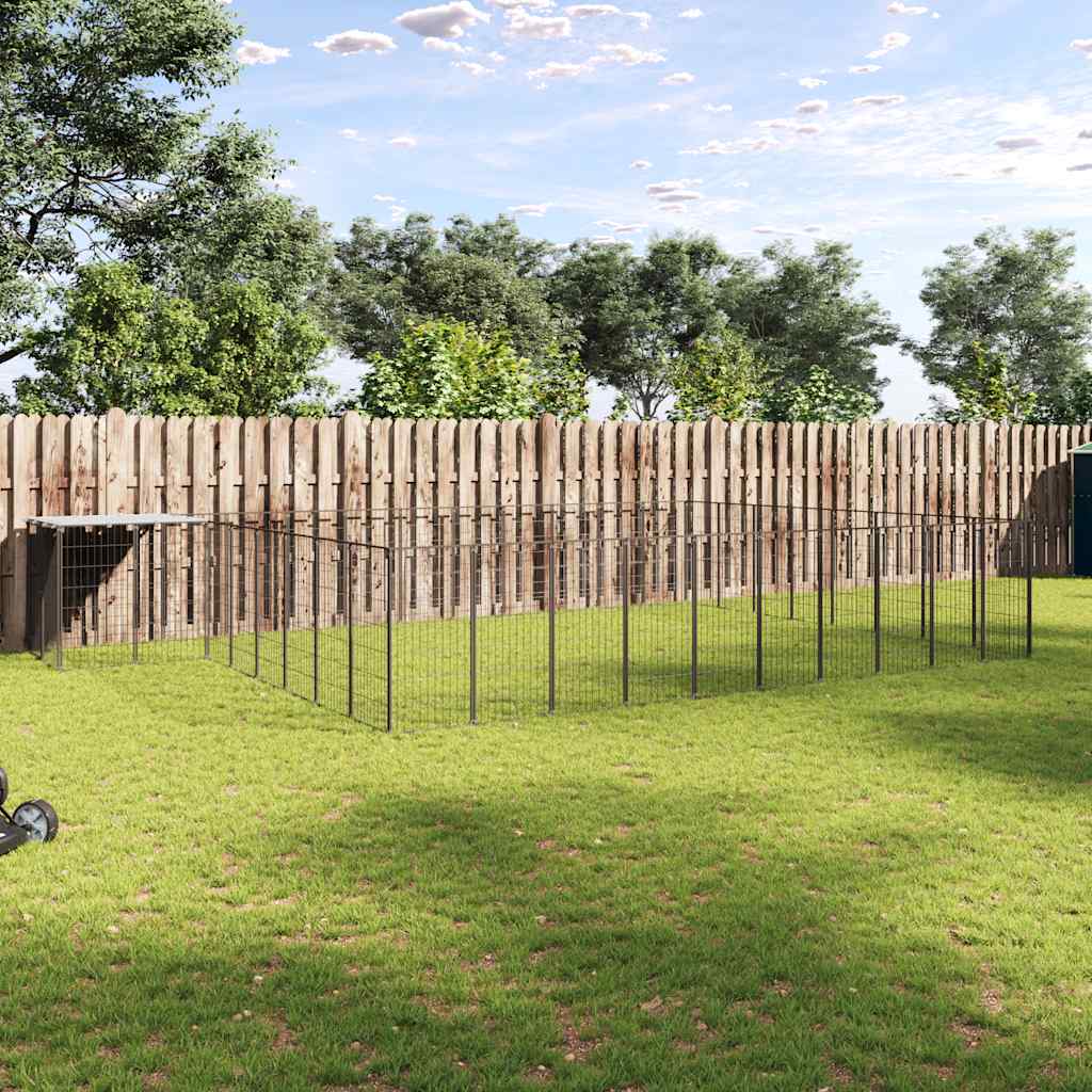 Hondenkennel 25,41 m² staal zwart is nu te koop bij PeponiXL, paradijselijk wonen!
