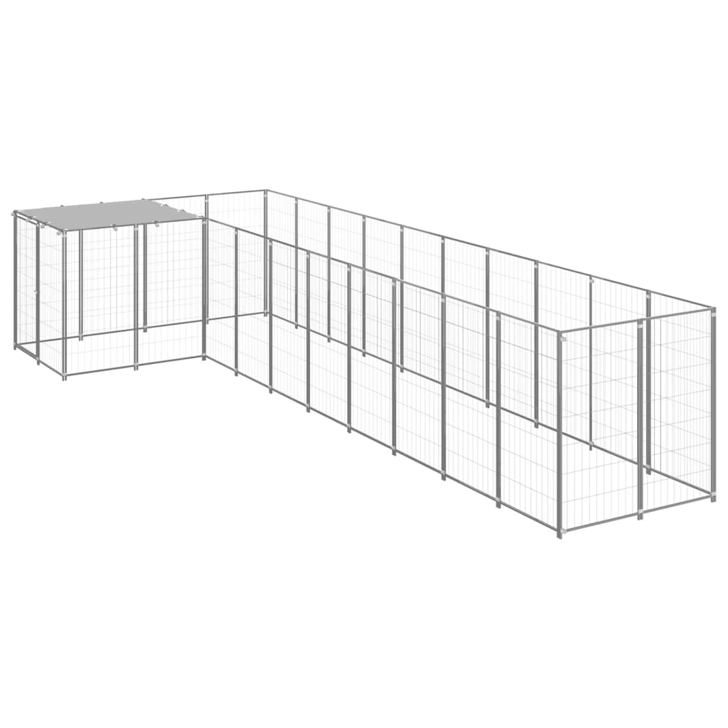 Hondenkennel 7,26 m² staal zilverkleurig is nu te koop bij PeponiXL, paradijselijk wonen!