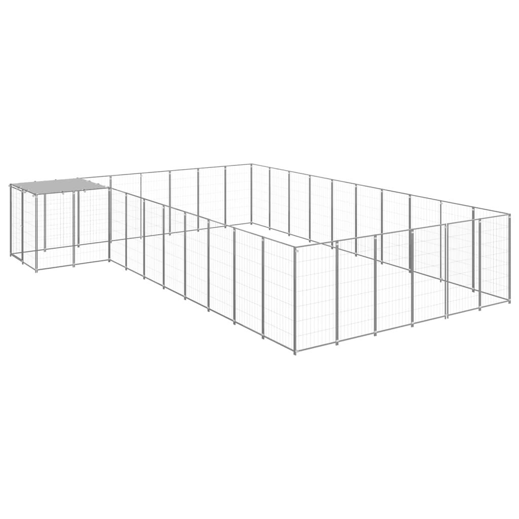 Hondenkennel 19,36 m² staal zilverkleurig is nu te koop bij PeponiXL, paradijselijk wonen!