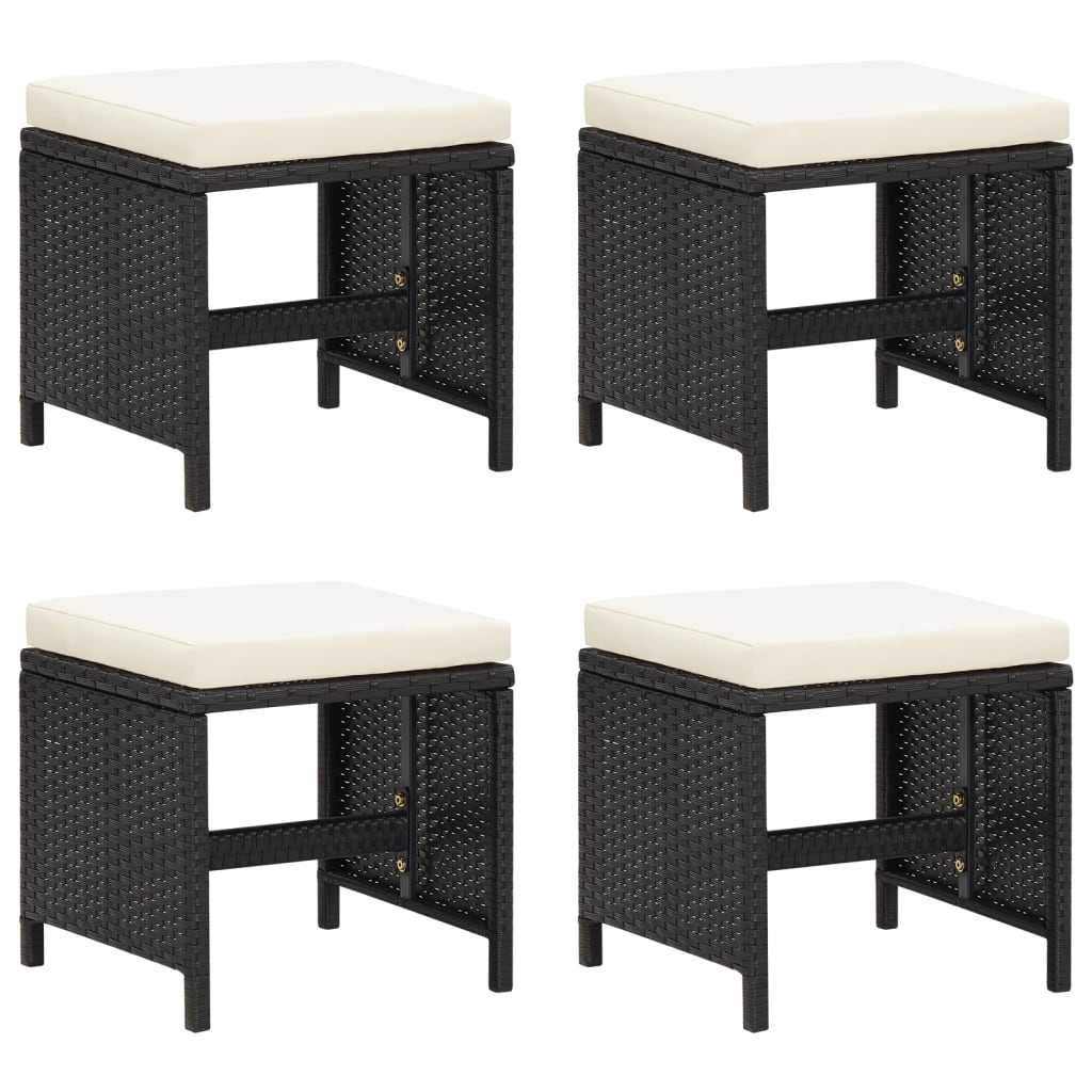 Tuinkrukken 4 st met kussens poly rattan zwart is nu te koop bij PeponiXL, paradijselijk wonen!
