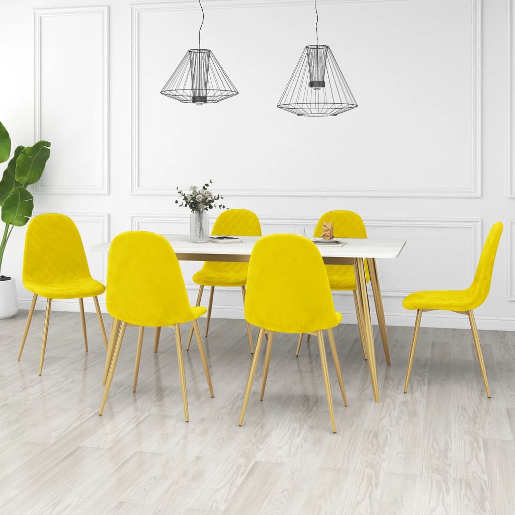 Eetkamerstoelen 6 st fluweel mosterdgeel is nu te koop bij PeponiXL, paradijselijk wonen!