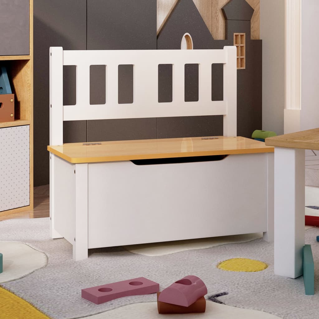 Kinderopbergbankje 60x30x55 cm MDF wit en beige is nu te koop bij PeponiXL, paradijselijk wonen!