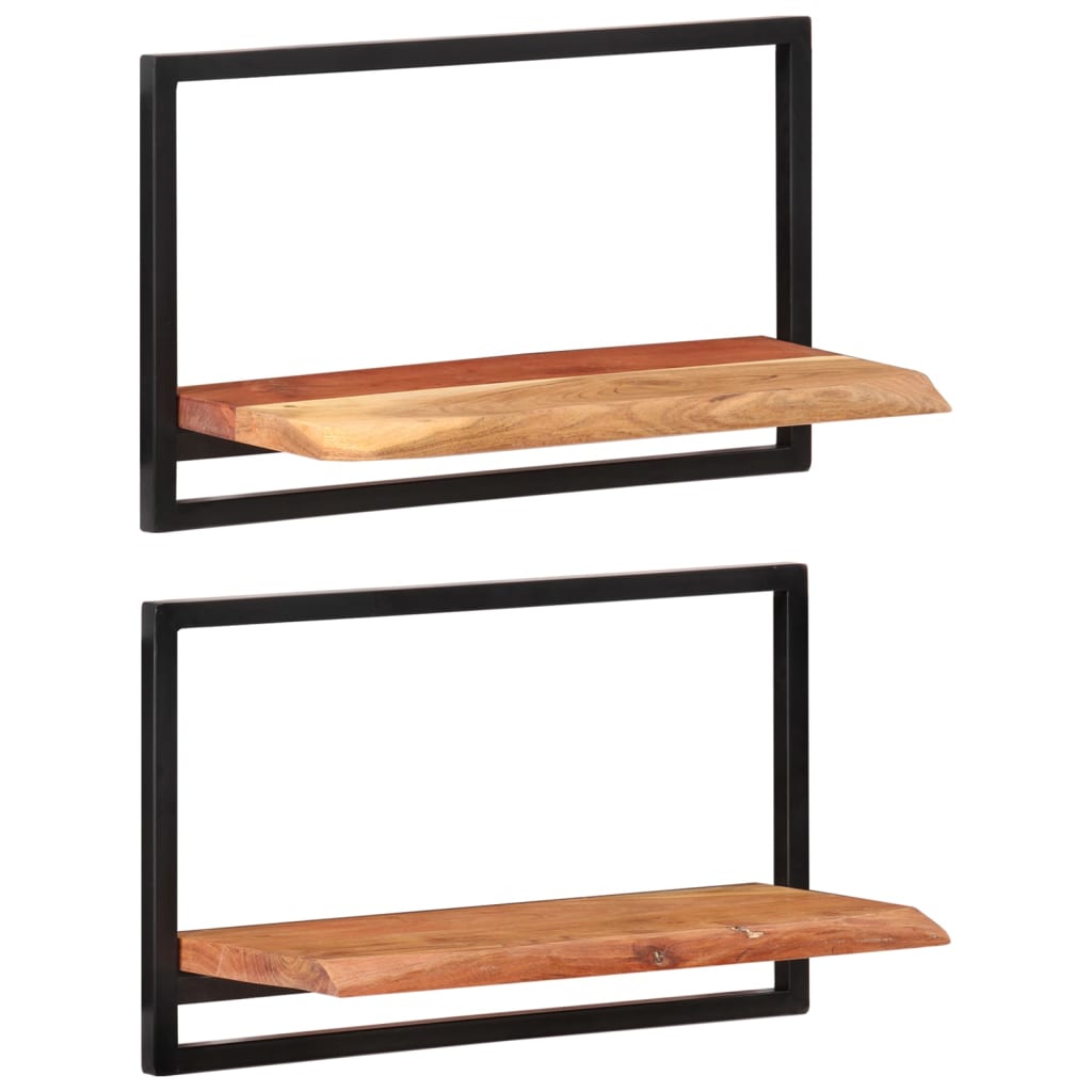Wandschappen 2 st 60x25x35 cm massief acaciahout en staal is nu te koop bij PeponiXL, paradijselijk wonen!