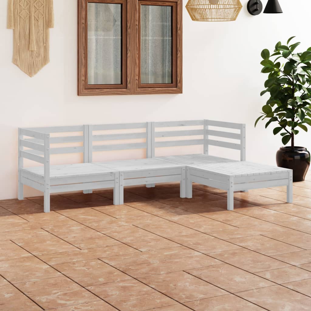 4-delige Loungeset massief grenenhout wit is nu te koop bij PeponiXL, paradijselijk wonen!