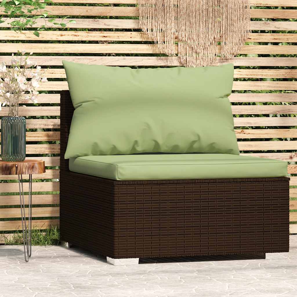 Tuinmiddenbank met kussens poly rattan bruin is nu te koop bij PeponiXL, paradijselijk wonen!
