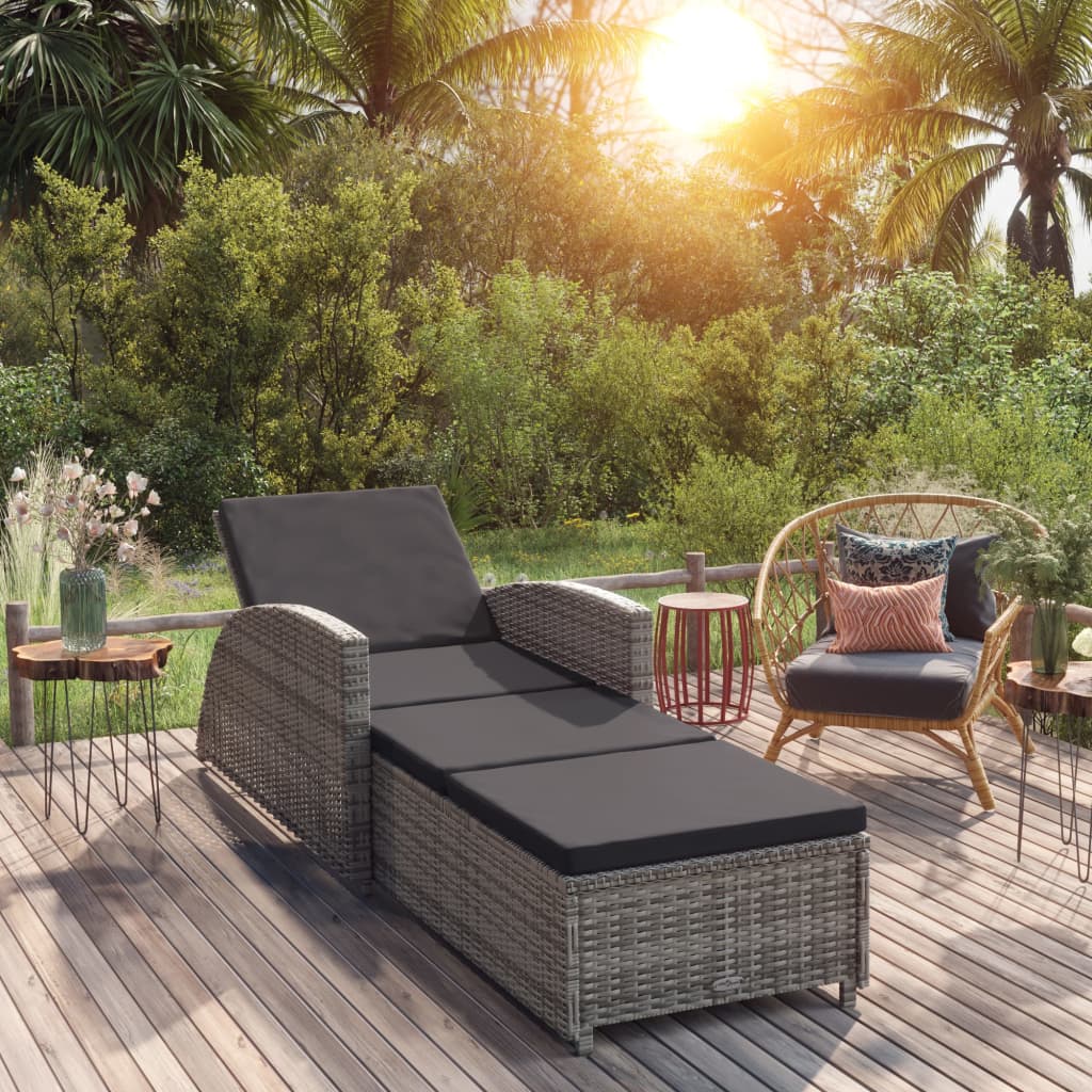 Ligbed met donkergrijs kussen poly rattan grijs is nu te koop bij PeponiXL, paradijselijk wonen!