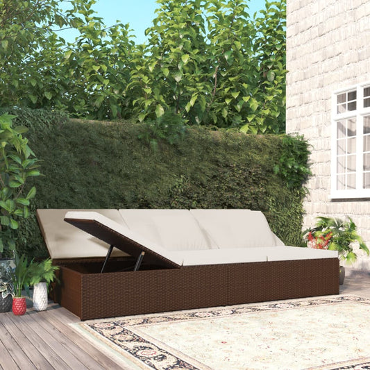 Ligbed met kussens converteerbaar poly rattan bruin is nu te koop bij PeponiXL, paradijselijk wonen!