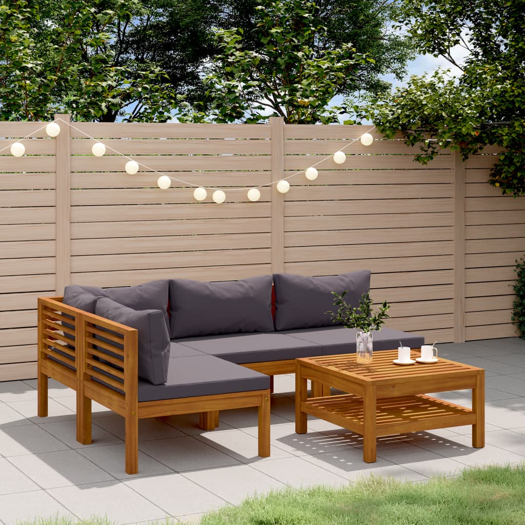 5-delige Loungeset met kussens massief acaciahout is nu te koop bij PeponiXL, paradijselijk wonen!
