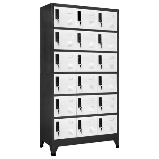 Lockerkast 90x40x180 cm staal antracietkleurig en wit is nu te koop bij PeponiXL, paradijselijk wonen!