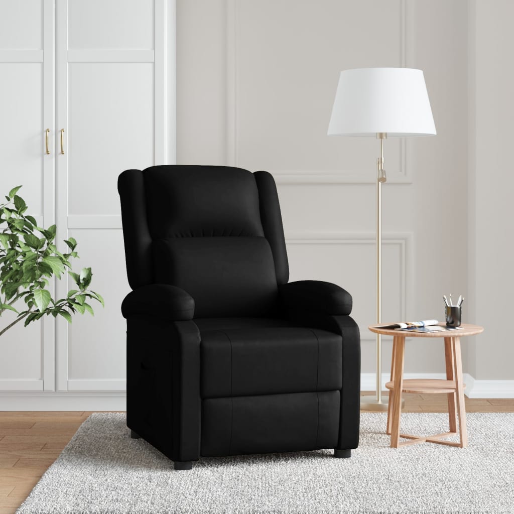 Fauteuil verstelbaar kunstleer zwart is nu te koop bij PeponiXL, paradijselijk wonen!